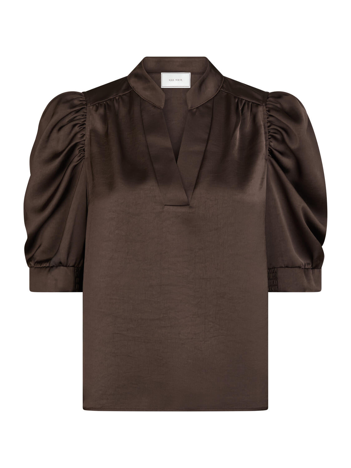 Roella Heavy Sateen bluse - Dark Brown